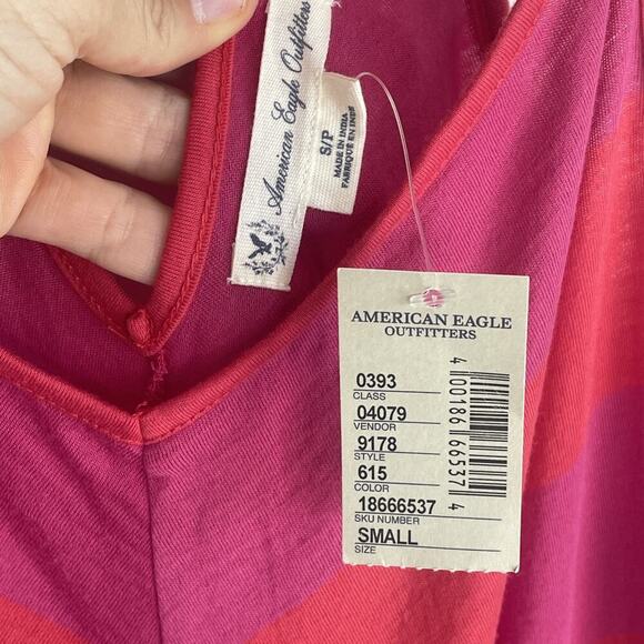 NEW American Eagle Fuchsia/Red Striped Maxi Dress Women’s Sz S Knit Boho Beach - Picture 11 of 13